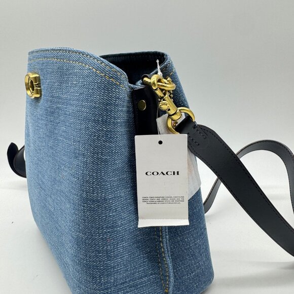 COACH Willow denim small bucket shoulder crossbody bag - BLUE - Picture 9 of 14